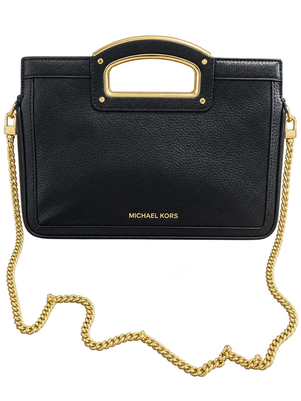 Michael Kors Berkley Legacy Black Pebbled Leather Clutch Convertible Crossbody
